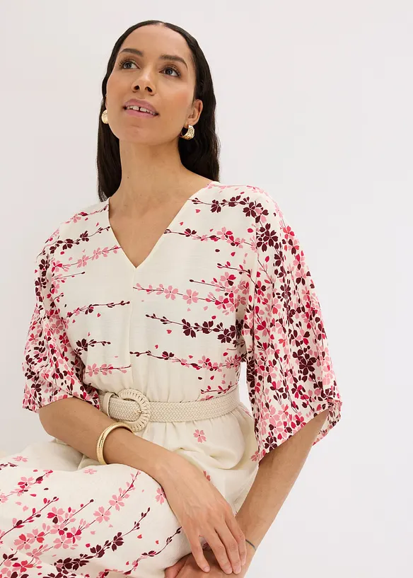 Robe midi en fine viscose m&eacute;lang&eacute;e, bonprix