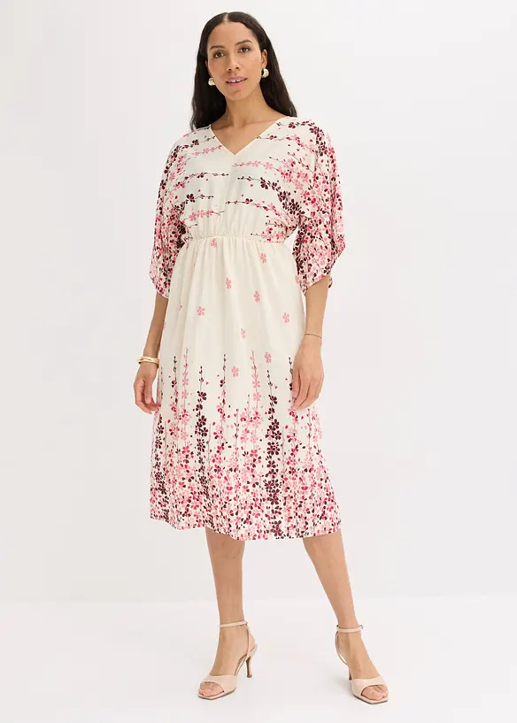 Robe midi en fine viscose m&eacute;lang&eacute;e, bonprix