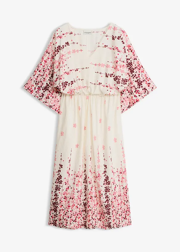 Robe midi en fine viscose m&eacute;lang&eacute;e, bonprix