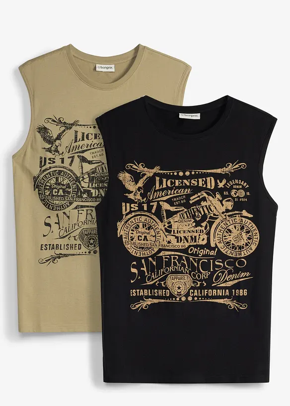 Lot de 2 d&eacute;bardeurs marcel 100% coton, bonprix