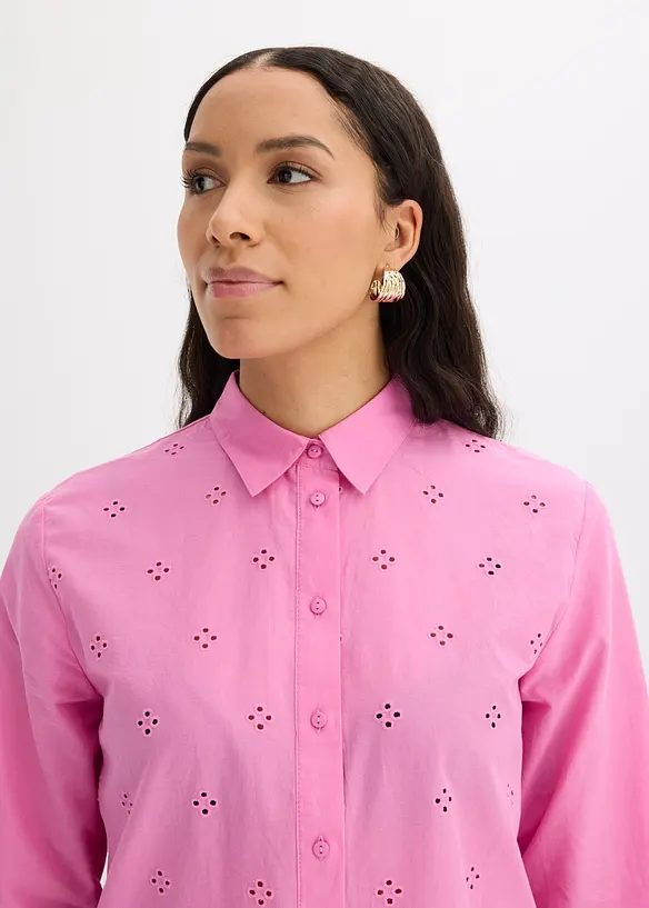 Lochstickerei-Bluse aus reiner Bio-Baumwolle, bonprix