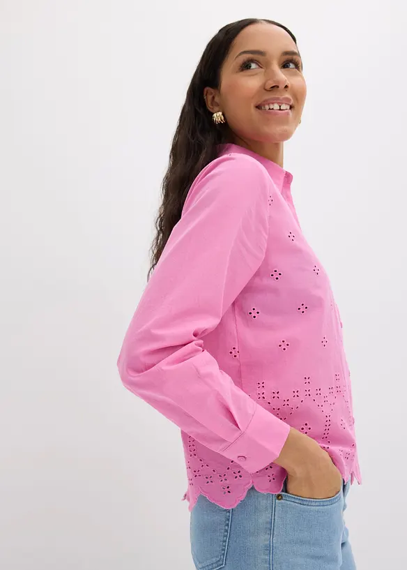 Lochstickerei-Bluse aus reiner Bio-Baumwolle, bonprix