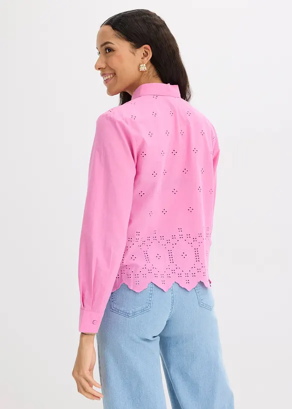 Lochstickerei-Bluse aus reiner Bio-Baumwolle, bonprix