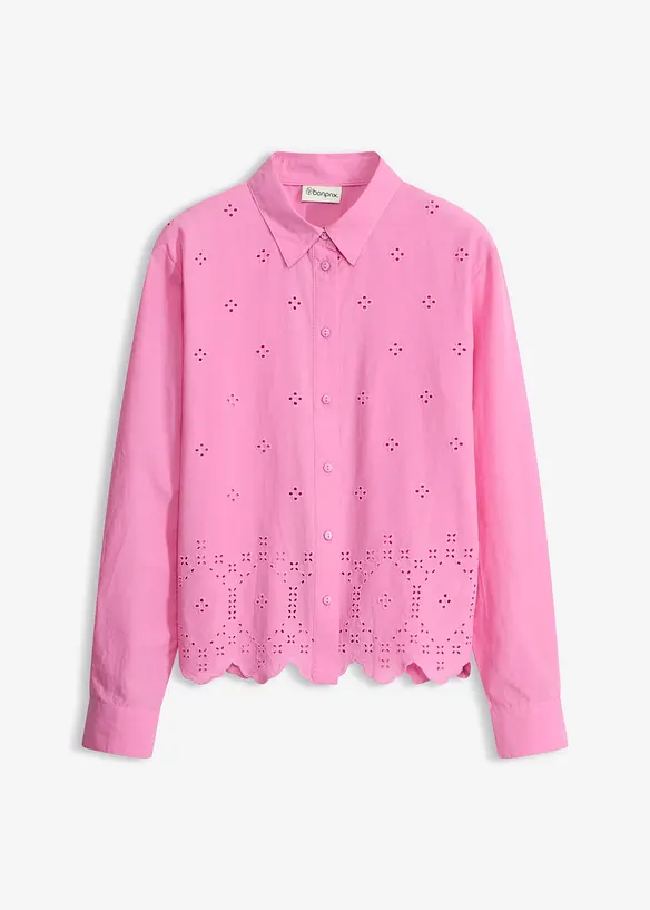 Lochstickerei-Bluse aus reiner Bio-Baumwolle, bonprix