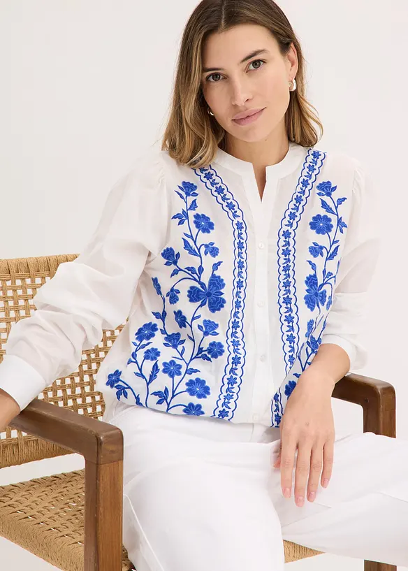 Blouse brod&eacute;e 100% coton, bonprix