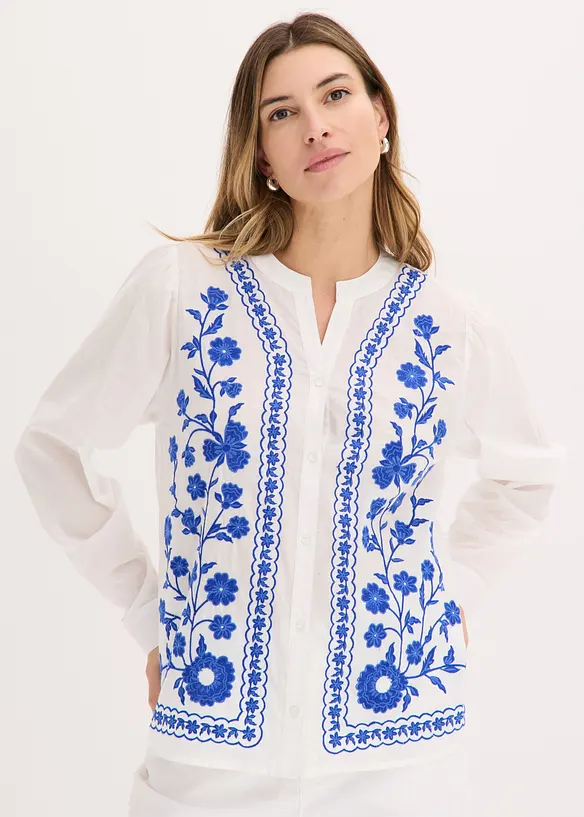 Blouse brod&eacute;e 100% coton, bonprix