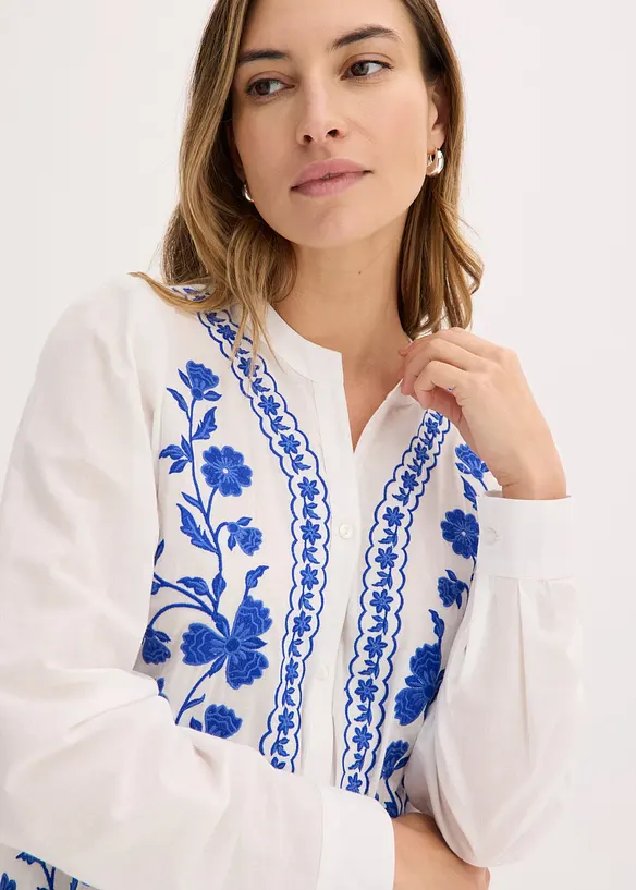 Blouse brod&eacute;e 100% coton, bonprix