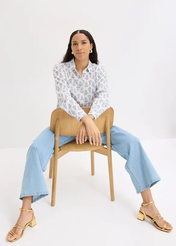 Chemisier en viscose textur&eacute;e avec fil brillant, bonprix
