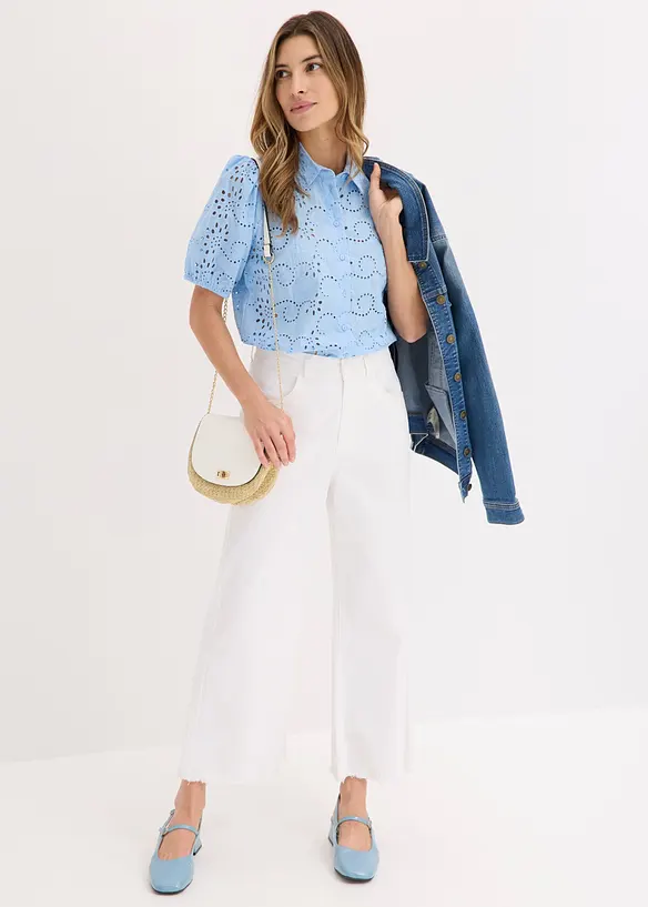 Chemisier en broderie anglaise, 100% coton, bonprix