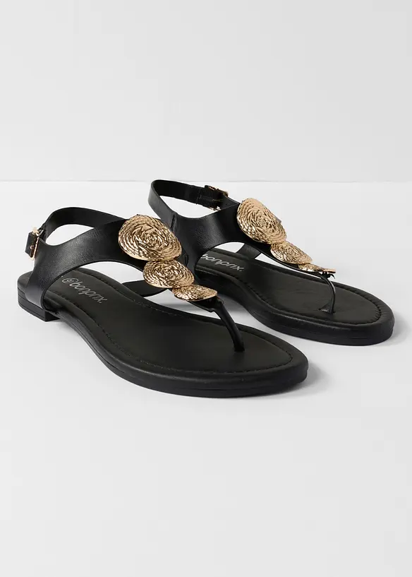 Zehenstegsandalen mit Metallic-Details, bonprix