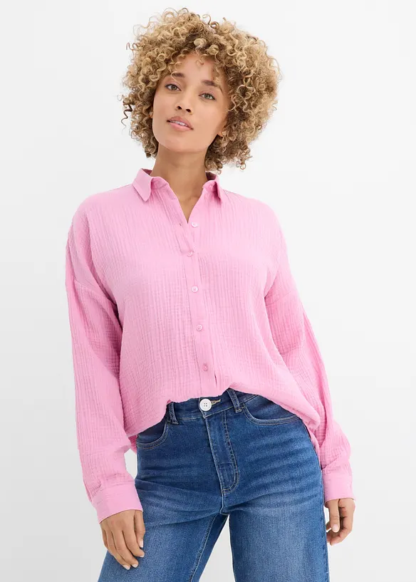 Weite Bluse in Used Optik, bonprix