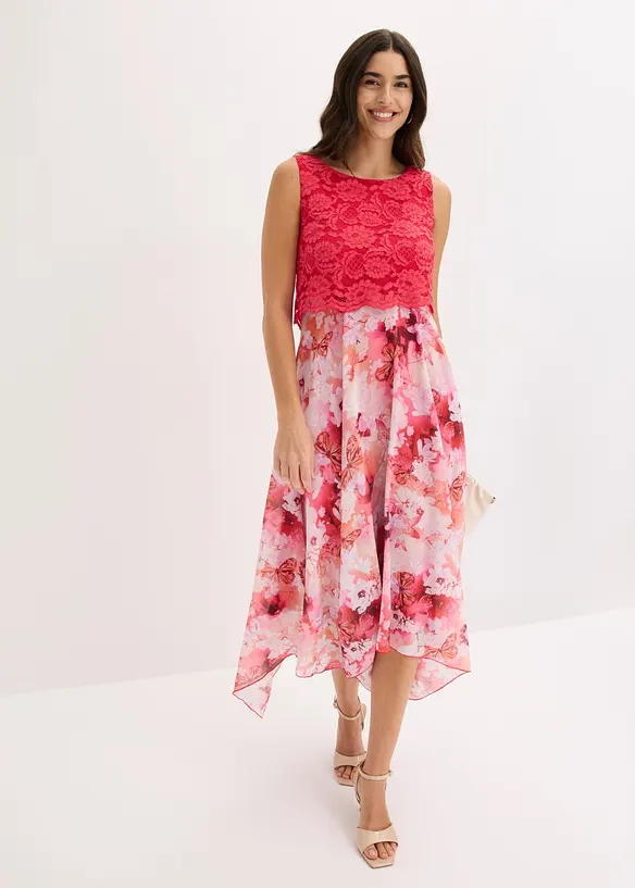 Robe en mousseline avec dentelle, bonprix