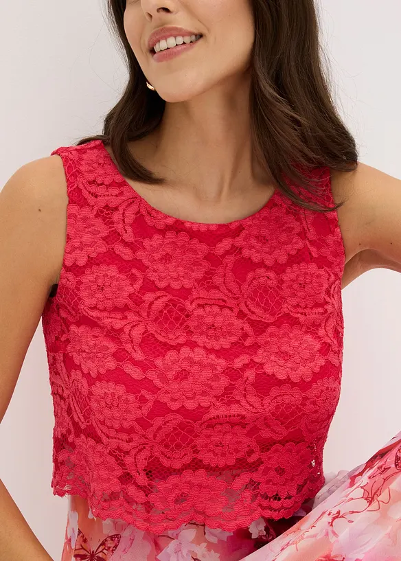 Robe en mousseline avec dentelle, bonprix