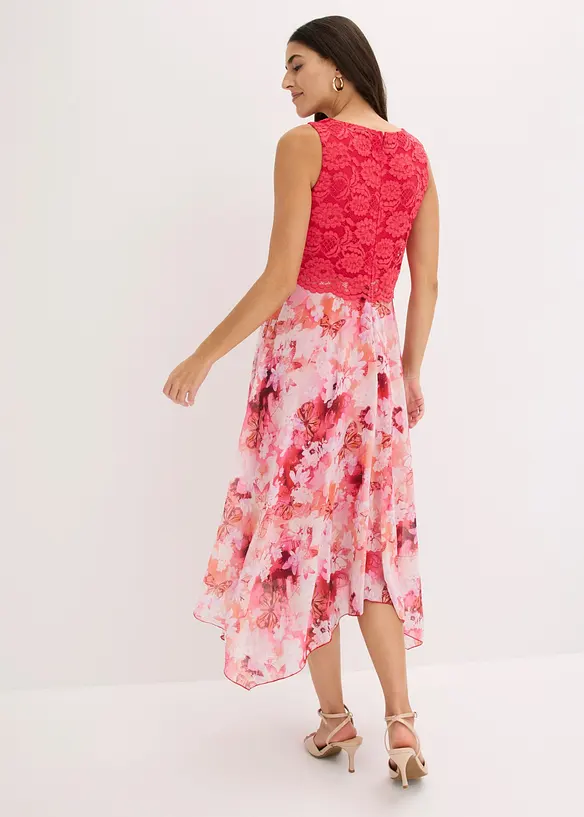 Robe en mousseline avec dentelle, bonprix