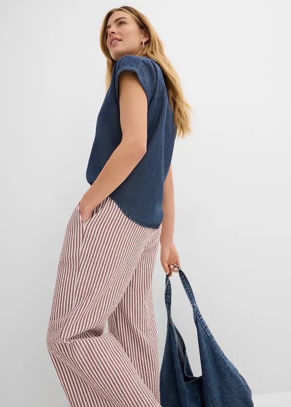 Palazzo-Hose aus Seersucker, 7/8 L&auml;nge, bonprix