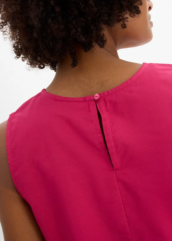 Blouse sans manches avec broderies anglaises, fendue sur les c&ocirc;t&eacute;s, bonprix