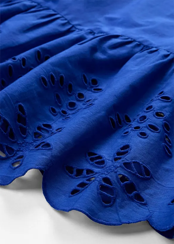Blouse sans manches avec broderies anglaises, fendue sur les c&ocirc;t&eacute;s, bonprix