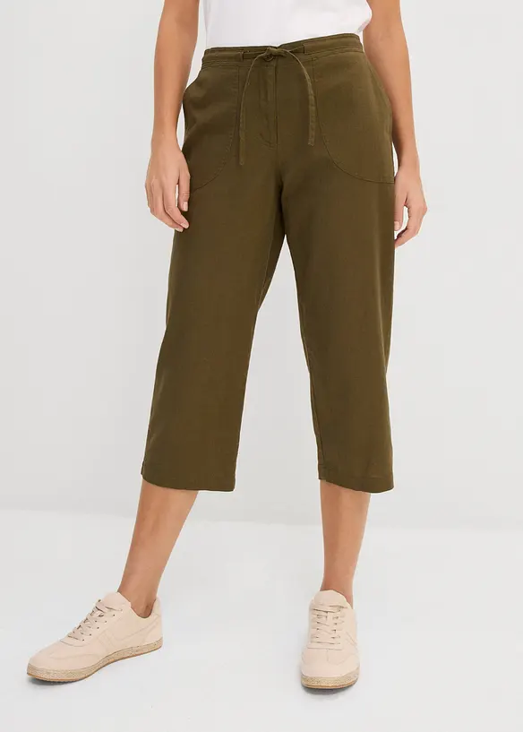 Pantalon 3/4 en lin majoritaire, bonprix