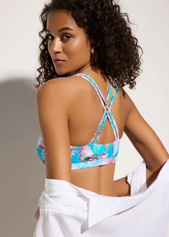 Haut de maillot bandeau &agrave; bretelles crois&eacute;es, bonprix