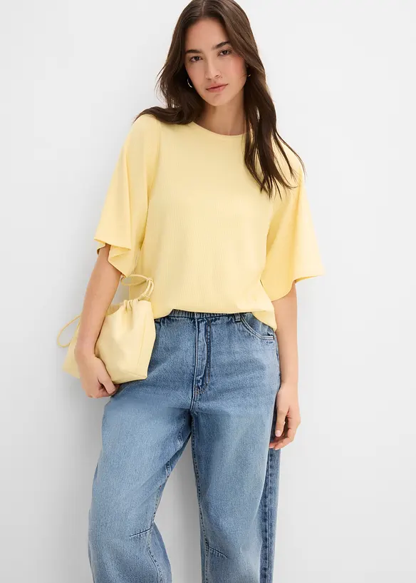 Jean barrel cropped, taille haute, bonprix