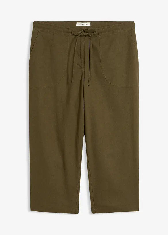 Pantalon 3/4 en lin majoritaire, bonprix