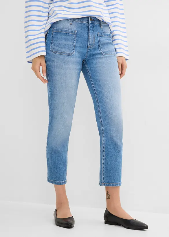 Jean slim cropped, taille haute, bonprix