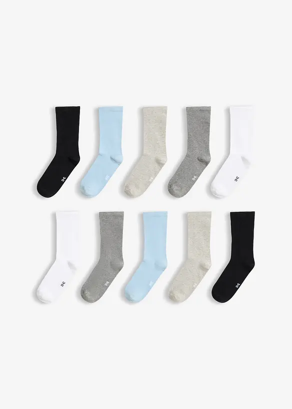 Lot de 10 paires de chaussettes, bord non comprimant, bonprix