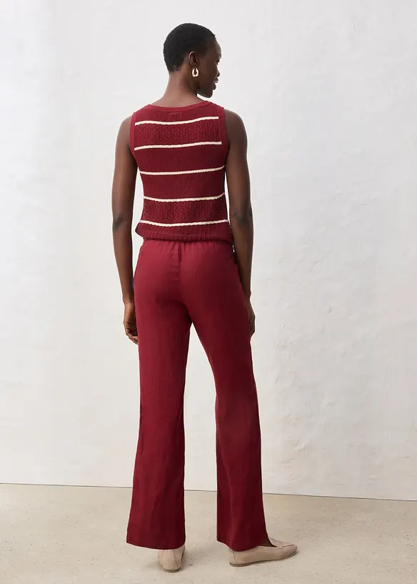 Pantalon en lin &agrave; taille &eacute;lastiqu&eacute;e, bonprix