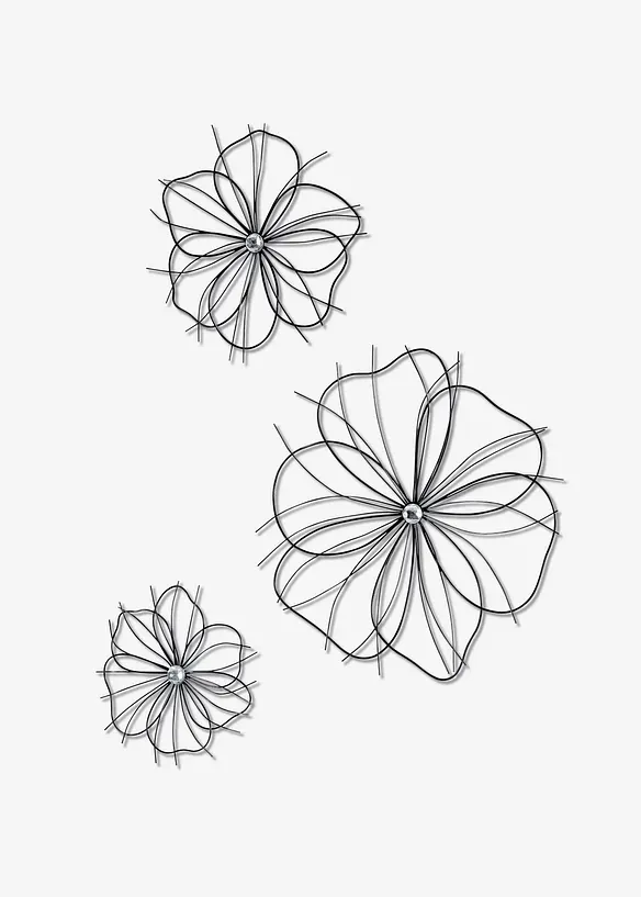 D&eacute;co murale en forme de fleurs (Ens. 3 pces.), bonprix