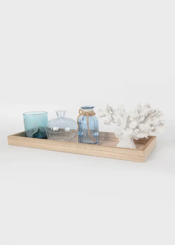 Ensemble plateau d&eacute;co avec vases + photophore (ens. 5&nbsp;pces), bonprix