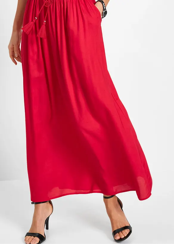 Jupe longue en viscose avec taille &eacute;lastique et lien &agrave; nouer, bonprix