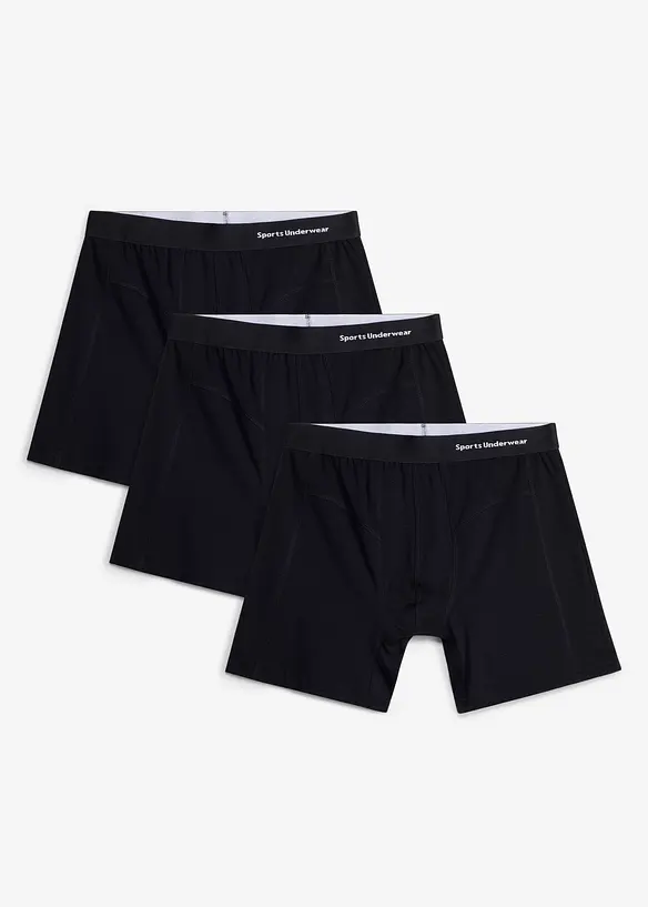 Lot de 3 boxers mi-longs coton, bonprix