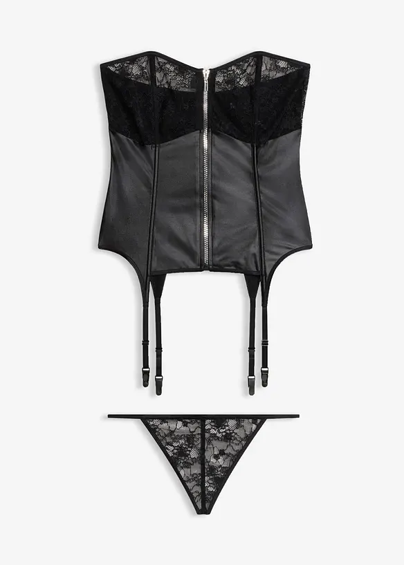 Gu&ecirc;pi&egrave;re avec porte-jarretelles et string (ens. 2&nbsp;pces), bonprix