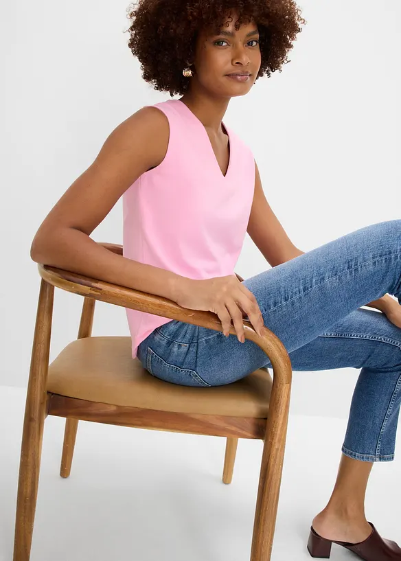 Shirt mit V-Ausschnitt mit reiner Bio-Baumwolle, bonprix