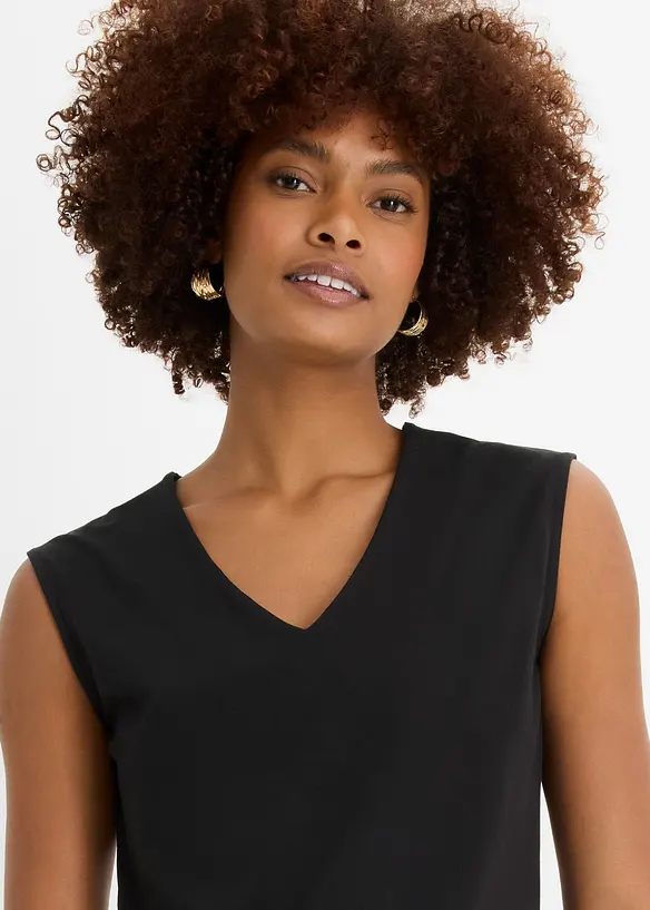 Shirt mit V-Ausschnitt mit reiner Bio-Baumwolle, bonprix