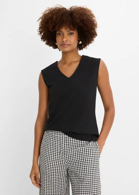 Shirt mit V-Ausschnitt mit reiner Bio-Baumwolle, bonprix