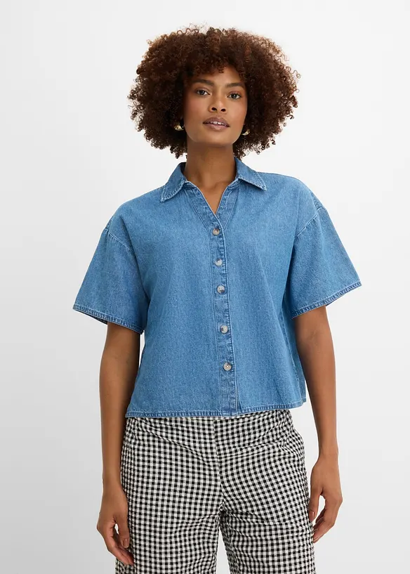 Jeans-Tunikabluse aus Bio-Baumwolle, bonprix