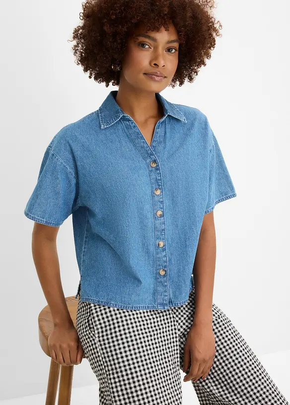 Jeans-Tunikabluse aus Bio-Baumwolle, bonprix