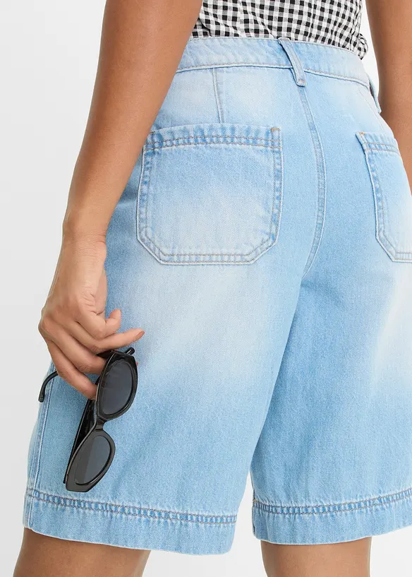 Leichte Jeans-Bermuda Mid Waist, bonprix