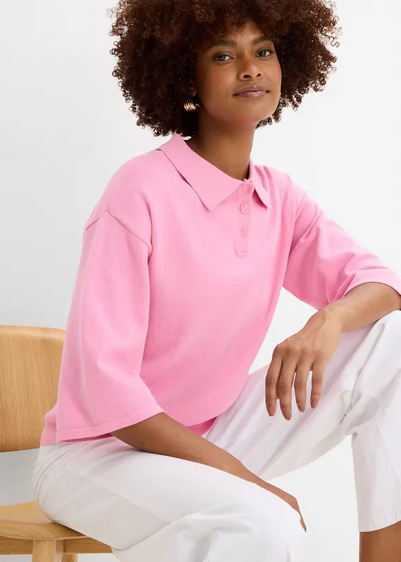 Polo-Pullover aus Baumwoll-Mix, bonprix