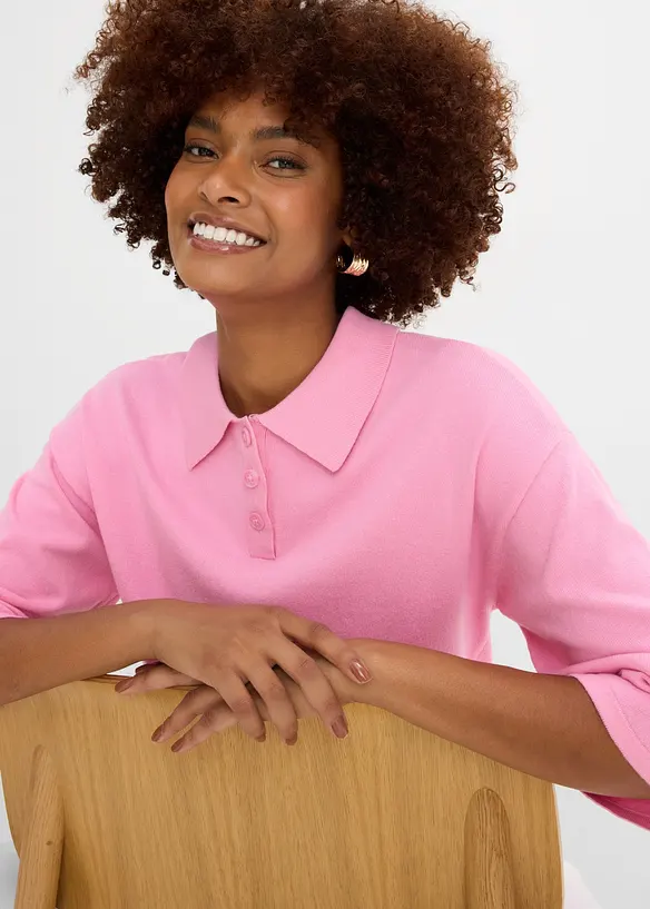 Polo-Pullover aus Baumwoll-Mix, bonprix