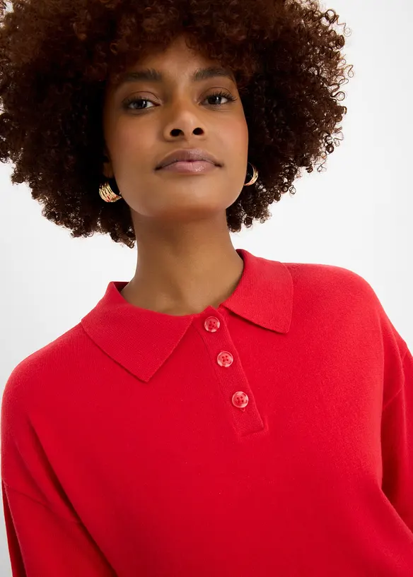 Polo-Pullover aus Baumwoll-Mix, bonprix