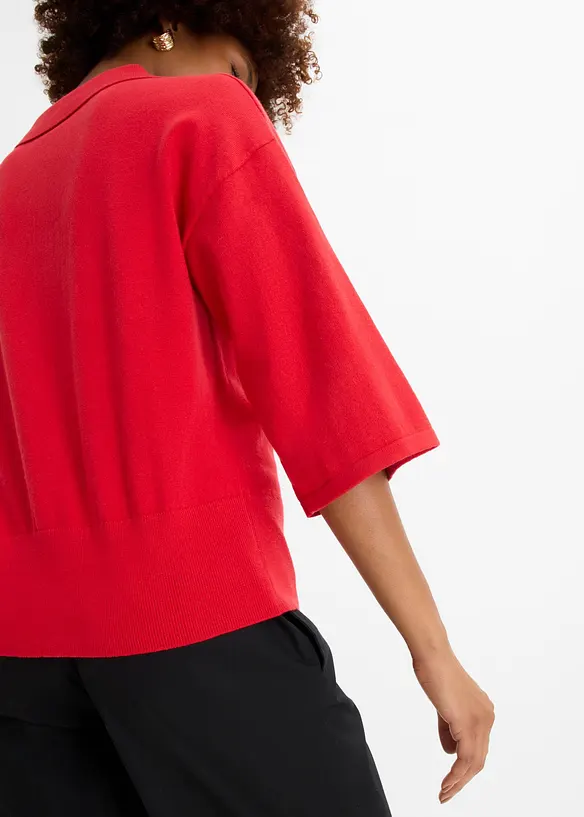 Polo-Pullover aus Baumwoll-Mix, bonprix