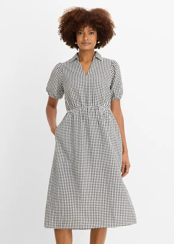 Seersucker-Midikleid aus reiner Baumwolle, bonprix