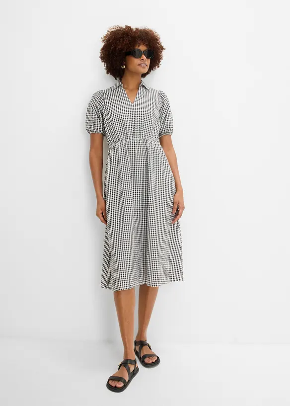 Seersucker-Midikleid aus reiner Baumwolle, bonprix