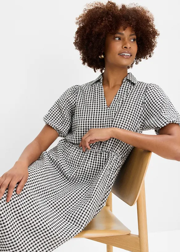 Seersucker-Midikleid aus reiner Baumwolle, bonprix