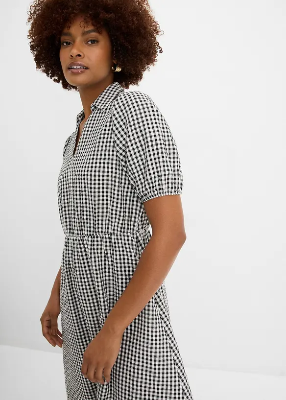 Seersucker-Midikleid aus reiner Baumwolle, bonprix