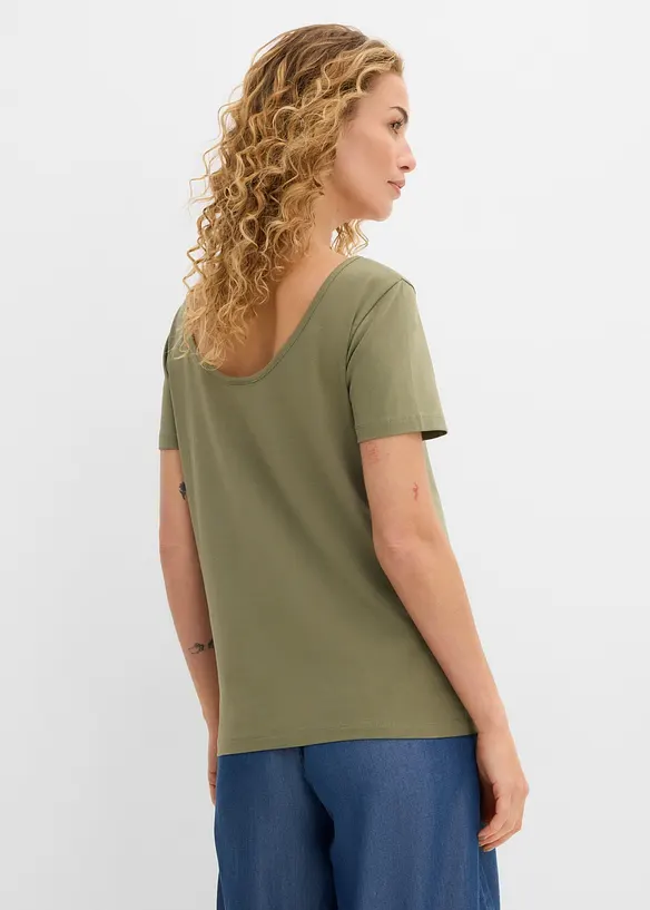 Lot de 2 T-shirts &agrave; d&eacute;collet&eacute; plongeant dans le dos, bonprix