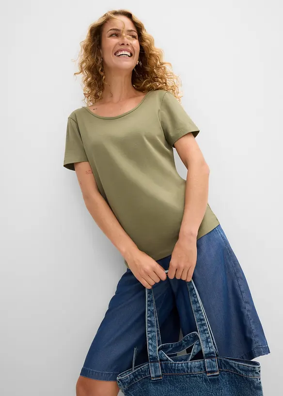 Lot de 2 T-shirts &agrave; d&eacute;collet&eacute; plongeant dans le dos, bonprix