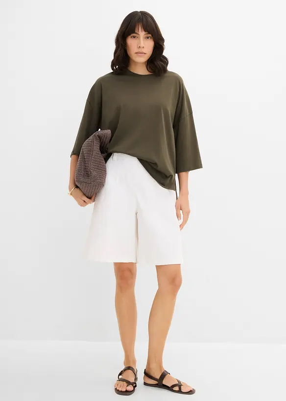 Oversize-Shirt aus elastischem Bio-Baumwoll-Mix, bonprix